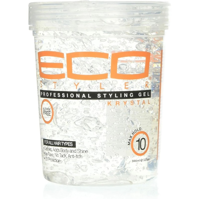 Eco styler gel coiffant krystal soutien et volume formule légère anti-démangeaison pour tous types de cheveux 946 ml