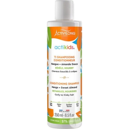 activilong actikids ti shampoing conditionneur mangue amande douce cheveux bouclés à crépus 250ml