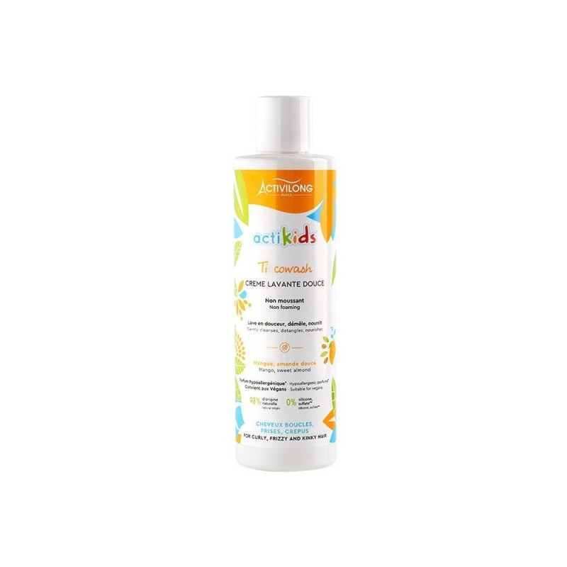 activilong actikids ti cowash créme lavante douce mangue amande douce cheveux bouclés à crépus 250ml